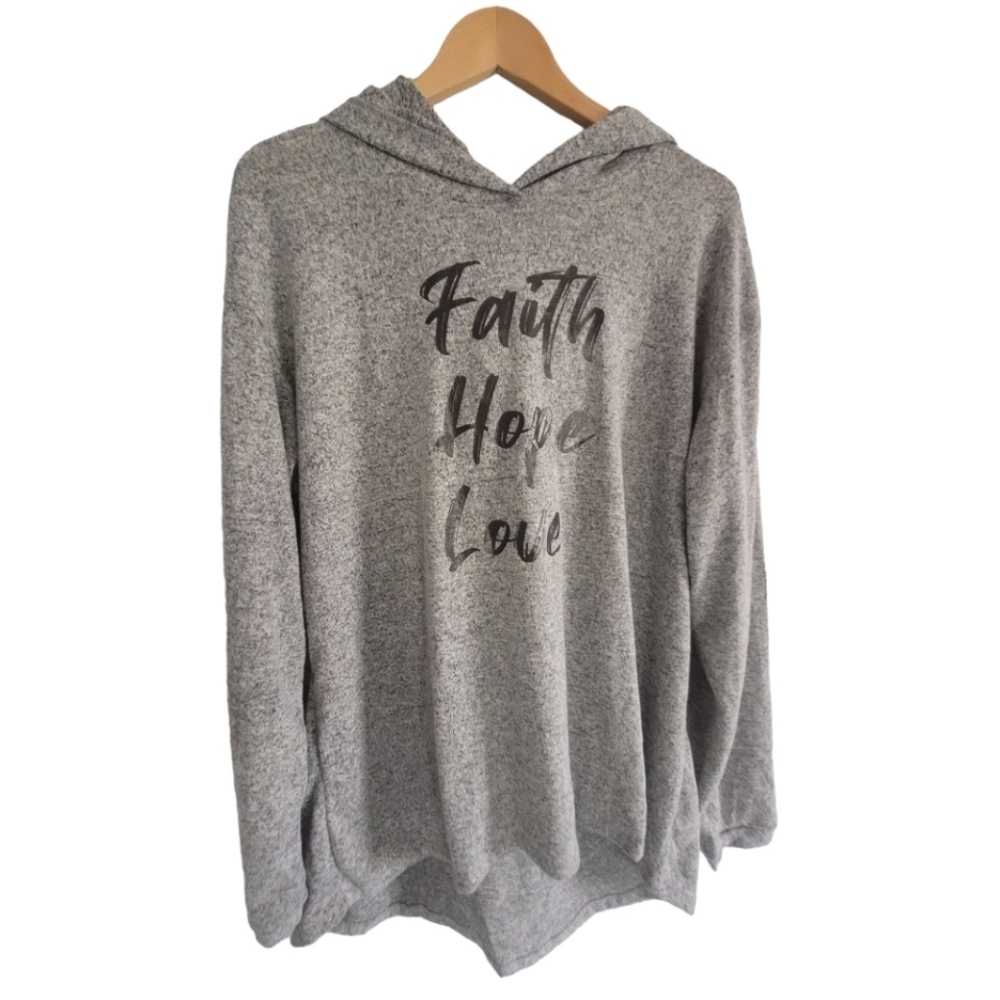 Cloth & Portrait Hooded Medium Weight Sweat Shirt Size XL Faith Hope and Love